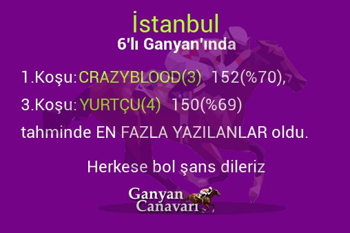 İstanbul Altılı Ganyanında; En fazla yazılanlar belli oldu