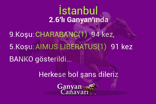 İstanbul 2.Altılı Ganyanında; Bankolar belli oldu.