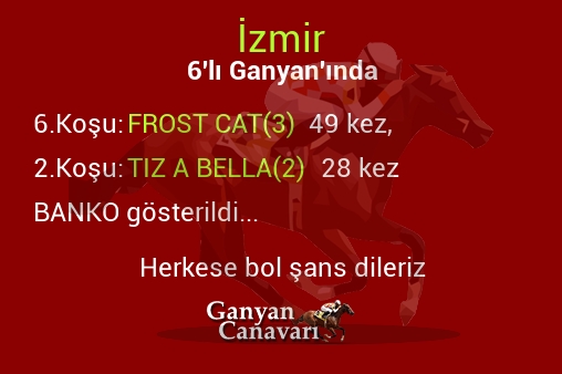 İzmir Altılı Ganyanında; Bankolar belli oldu.