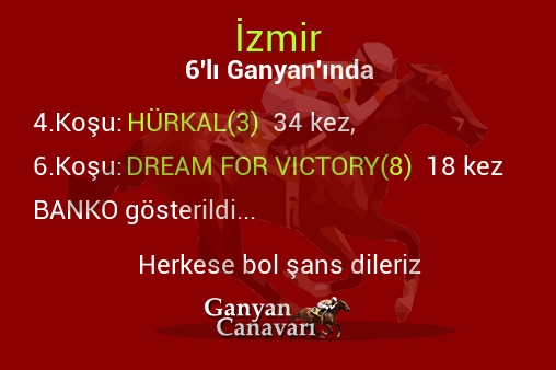 İzmir Altılı Ganyanında; Bankolar belli oldu.