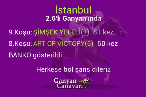 İstanbul 2.Altılı Ganyanında; Bankolar belli oldu.