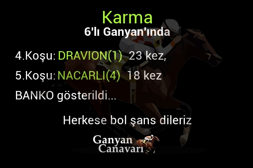 Karma Altılı Ganyanında; Bankolar belli oldu.