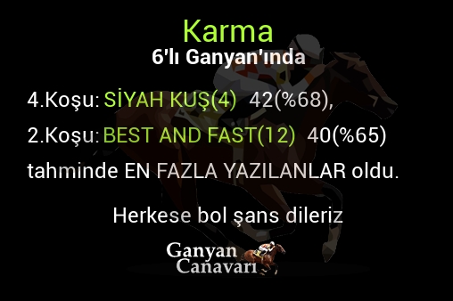 Karma Altılı Ganyanında; En fazla yazılanlar belli oldu