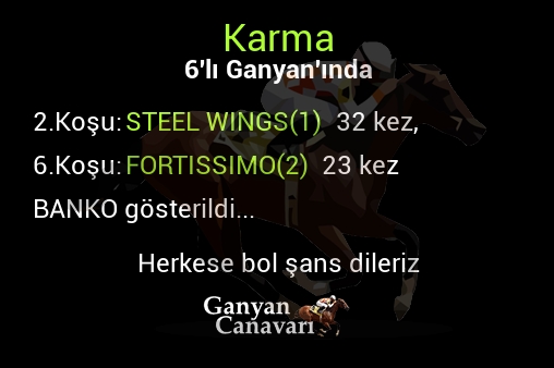 Karma Altılı Ganyanında; Bankolar belli oldu.