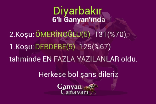 Diyarbakır Altılı Ganyanında; En fazla yazılanlar belli oldu