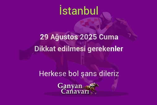 29 Ağustos 2025 Cuma İstanbul yarışlarında dikkat edilmesi gerekenler
