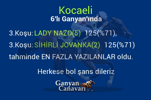 Kocaeli Altılı Ganyanında; En fazla yazılanlar belli oldu