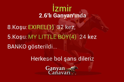 İzmir 2.Altılı Ganyanında; Bankolar belli oldu.