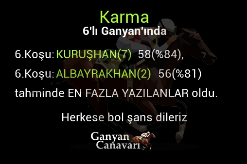 Karma Altılı Ganyanında; En fazla yazılanlar belli oldu