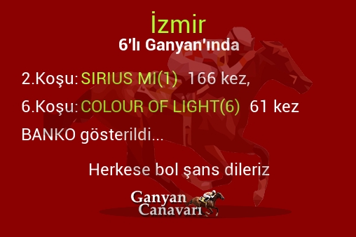 İzmir Altılı Ganyanında; Bankolar belli oldu.