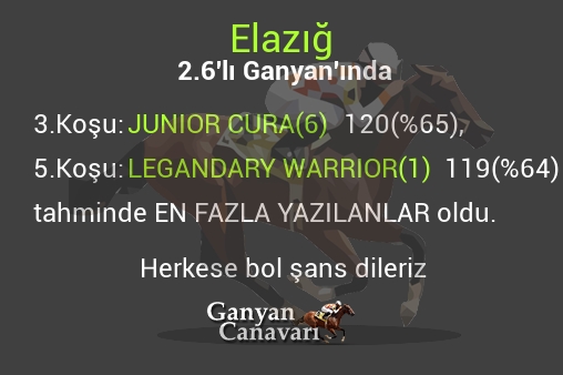 Elazığ 2.Altılı Ganyanında; En fazla yazılanlar belli oldu