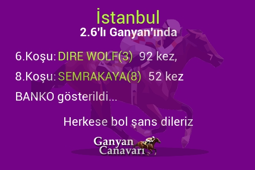 İstanbul 2.Altılı Ganyanında; Bankolar belli oldu.