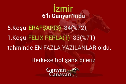 İzmir Altılı Ganyanında; En fazla yazılanlar belli oldu
