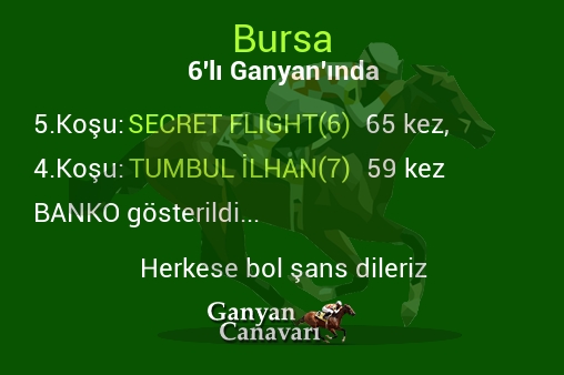 Bursa Altılı Ganyanında; Bankolar belli oldu.