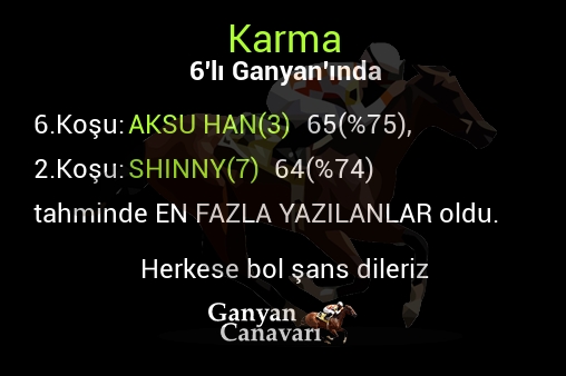 Karma Altılı Ganyanında; En fazla yazılanlar belli oldu