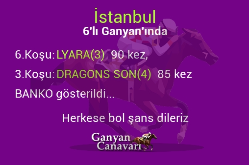 İstanbul Altılı Ganyanında; Bankolar belli oldu.