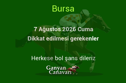 7 Ağustos 2026 Cuma Bursa yarışlarında dikkat edilmesi gerekenler