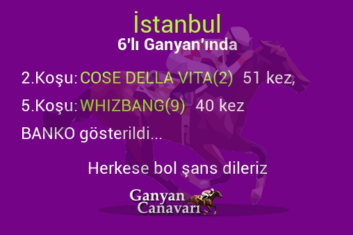 İstanbul Altılı Ganyanında; Bankolar belli oldu.