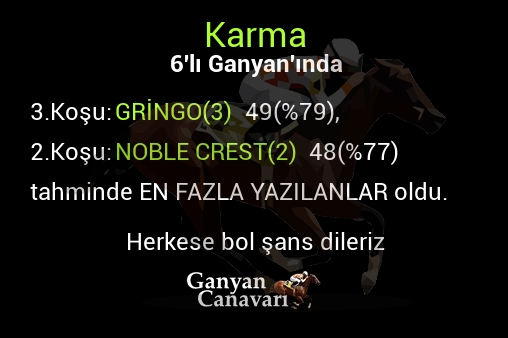 Karma Altılı Ganyanında; En fazla yazılanlar belli oldu