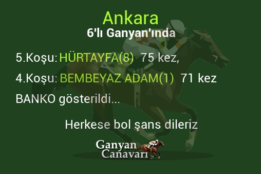 Ankara Altılı Ganyanında; Bankolar belli oldu.