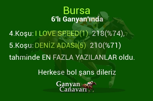 Bursa Altılı Ganyanında; En fazla yazılanlar belli oldu