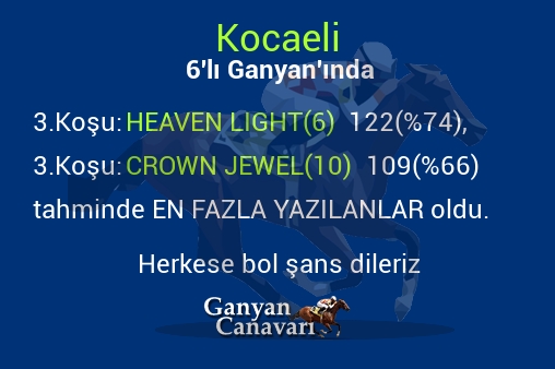 Kocaeli Altılı Ganyanında; En fazla yazılanlar belli oldu