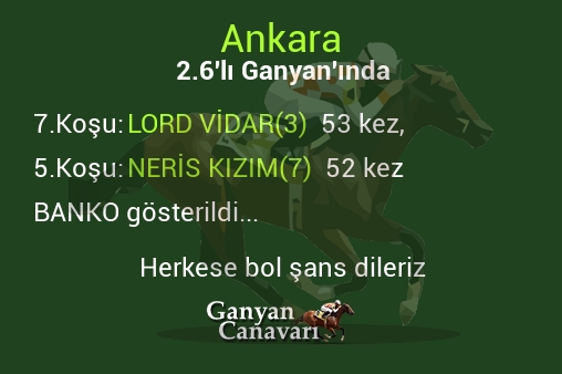 Ankara 2.Altılı Ganyanında; Bankolar belli oldu.