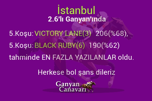 İstanbul 2.Altılı Ganyanında; En fazla yazılanlar belli oldu