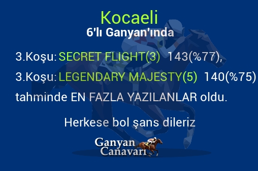 Kocaeli Altılı Ganyanında; En fazla yazılanlar belli oldu