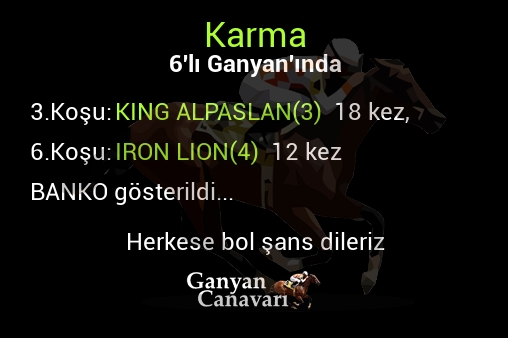Karma Altılı Ganyanında; Bankolar belli oldu.