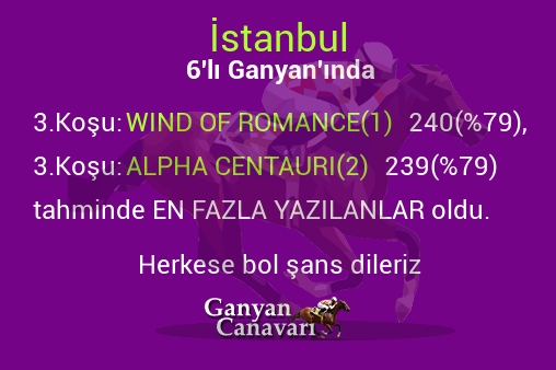 İstanbul Altılı Ganyanında; En fazla yazılanlar belli oldu