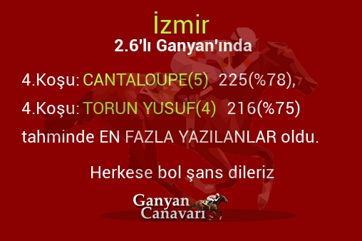 İzmir 2.Altılı Ganyanında; En fazla yazılanlar belli oldu