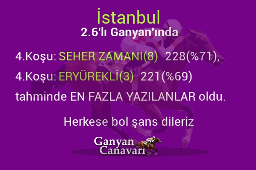 İstanbul 2.Altılı Ganyanında; En fazla yazılanlar belli oldu