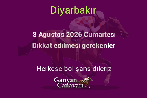 8 Ağustos 2026 Cumartesi Diyarbakır yarışlarında dikkat edilmesi gerekenler