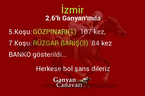 İzmir 2.Altılı Ganyanında; Bankolar belli oldu.