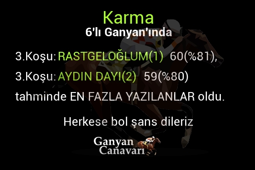 Karma Altılı Ganyanında; En fazla yazılanlar belli oldu