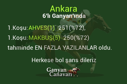 Ankara Altılı Ganyanında; En fazla yazılanlar belli oldu