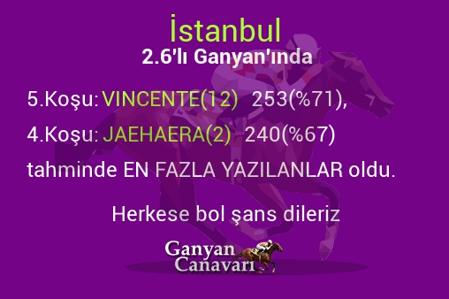İstanbul 2.Altılı Ganyanında; En fazla yazılanlar belli oldu