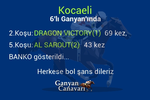 Kocaeli Altılı Ganyanında; Bankolar belli oldu.