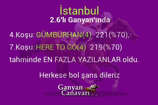 İstanbul 2.Altılı Ganyanında; En fazla yazılanlar belli oldu