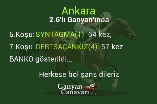 Ankara 2.Altılı Ganyanında; Bankolar belli oldu.