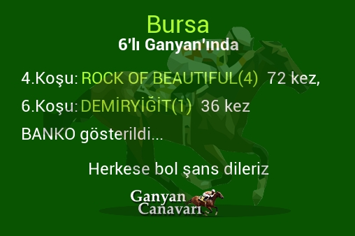 Bursa Altılı Ganyanında; Bankolar belli oldu.