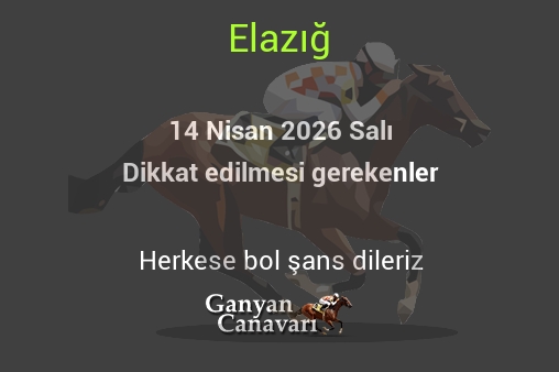 14 Nisan 2026 Salı Elazığ yarışlarında dikkat edilmesi gerekenler