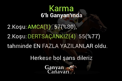Karma Altılı Ganyanında; En fazla yazılanlar belli oldu