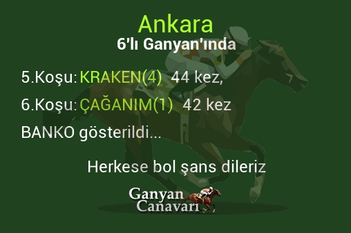Ankara Altılı Ganyanında; Bankolar belli oldu.