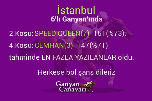 İstanbul Altılı Ganyanında; En fazla yazılanlar belli oldu