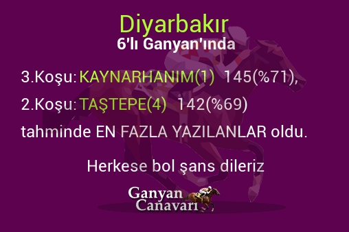 Diyarbakır Altılı Ganyanında; En fazla yazılanlar belli oldu