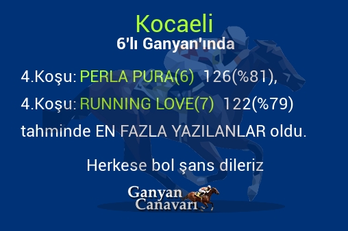 Kocaeli Altılı Ganyanında; En fazla yazılanlar belli oldu