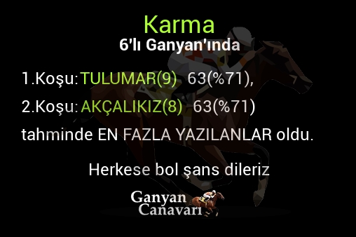 Karma Altılı Ganyanında; En fazla yazılanlar belli oldu