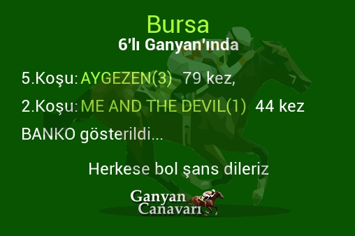 Bursa Altılı Ganyanında; Bankolar belli oldu.